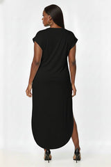 Plus Size Hidden Pocket Batwing Sleeve V Neck Long Dress