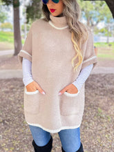 Soft Knit Short Sleeve Cozy Pullover Poncho Sweater