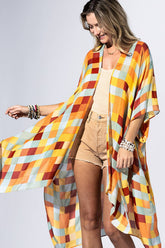 Multi Mosaic Check Kimono