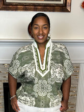 Multi-Pattern Caftan V-Neck Top