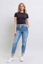 High-Waisted Cuffed Cargo Joggers
