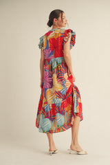 Tropical Floral Midi Dress