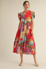 Tropical Floral Midi Dress