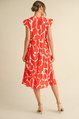 Orange Tiered Midi Dress