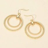 Beaded Double Circle Drop Earrings | Lightweight Layered Earrings