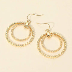 Beaded Double Circle Drop Earrings | Lightweight Layered Earrings