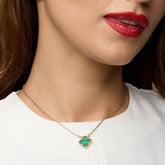 Clover Charm Pendant Necklace with Gold Chain