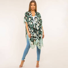 Lightweight Bold Animal Print Kimono Poncho