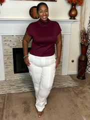 Solid Knit Mock Neck Pullover