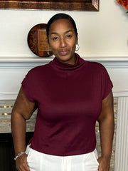 Solid Knit Mock Neck Pullover