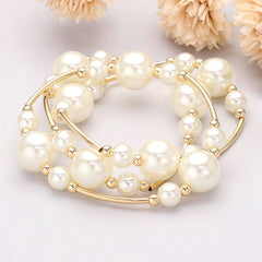 3PCS - Triple Pearl Ball Station Stretch Multi Bracelets