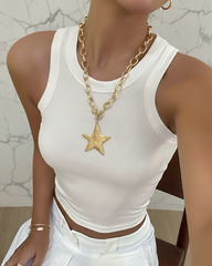 Large Hammered Star Necklace