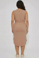 Plus Size Sleeveless Front Tied Rounded Hem Dress