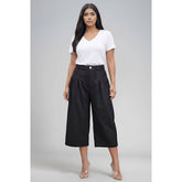 Pleated Cropped Wide Leg Culotte Pants