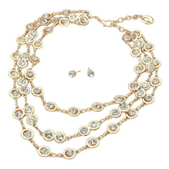 Layered Crystal Chain Necklace Set