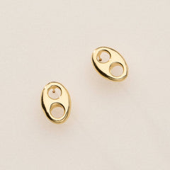 Gold Dipped Oval Cutout Studs - 18K Gold Dipped
