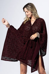 Rouge Burnout Belted Kimono