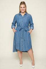 Soft Denim Hi-Lo Shirt Dress