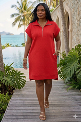 Zip Front Jacquard Mini Dress