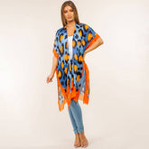Lightweight Bold Animal Print Kimono Poncho