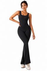 Premium scrunch button jumpsuit with open back sexy design