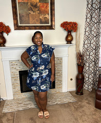 Floral Denim Flutter Mini Dress