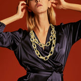 Chunky Textured Link Double Layered Statement Necklace