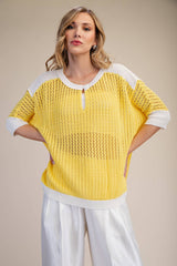 Crochet Knit Keyhole Sweater