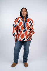 Printed Balloon Sleeve Top