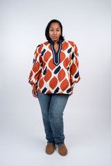 Printed Balloon Sleeve Top