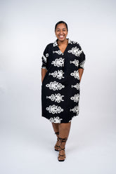 Abstract Print Midi Dress