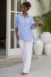 Collar Puff Sleeve Button Down Shirt