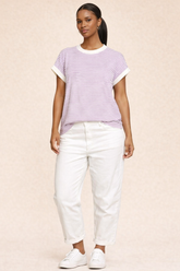 Barrel-Leg Cropped Color Denim Pants