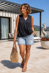 Wrinkle-Free Surplice Top | Sleeveless Dressy Women's Top