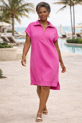 Zip Front Jacquard Mini Dress