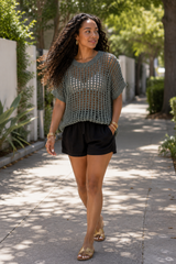 Short Sleeve Crochet Sweater