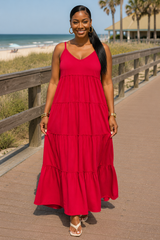 V-Neck Cami Tiered Maxi Dress