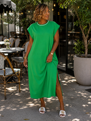 Kelly Green Contrast Midi Dress (G15594)