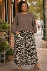 Wild Side Mixed Animal Print Wide Leg Pants