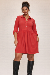 Wrinkle-Free Shirt Dress with Pockets