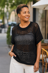 Short Sleeve Crochet Sweater