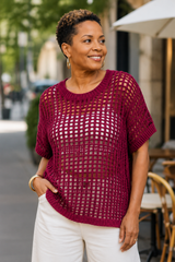 Short Sleeve Crochet Sweater
