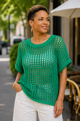Short Sleeve Crochet Sweater