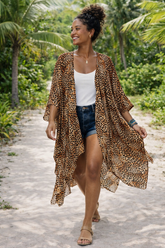 Brown Leopard Kimono