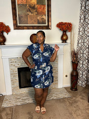 Floral Denim Flutter Mini Dress