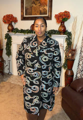 Abstract Print Longline Coat
