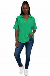 Airflow Collared V-Neck Top