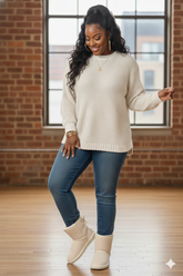 Hi-Low Waffle Knit Sweater