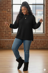 Hi-Low Waffle Knit Sweater