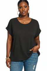 Plus Hacci Slub Rolled Sleeve Tee